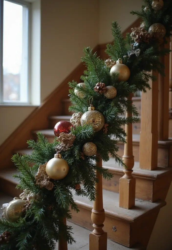 25 Christmas Banister Decoration Ideas That Look Elegant 12 25 Christmas Banister Decoration Ideas That Look Elegant - 12. Vintage Christmas Ornaments