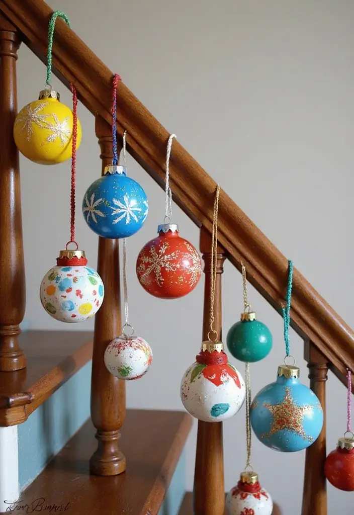 25 Christmas Banister Decoration Ideas That Look Elegant 15 25 Christmas Banister Decoration Ideas That Look Elegant - 15. DIY Painted Ornaments