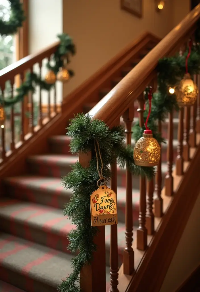 25 Christmas Banister Decoration Ideas That Look Elegant 20 25 Christmas Banister Decoration Ideas That Look Elegant - 20. Personalized Name Tags