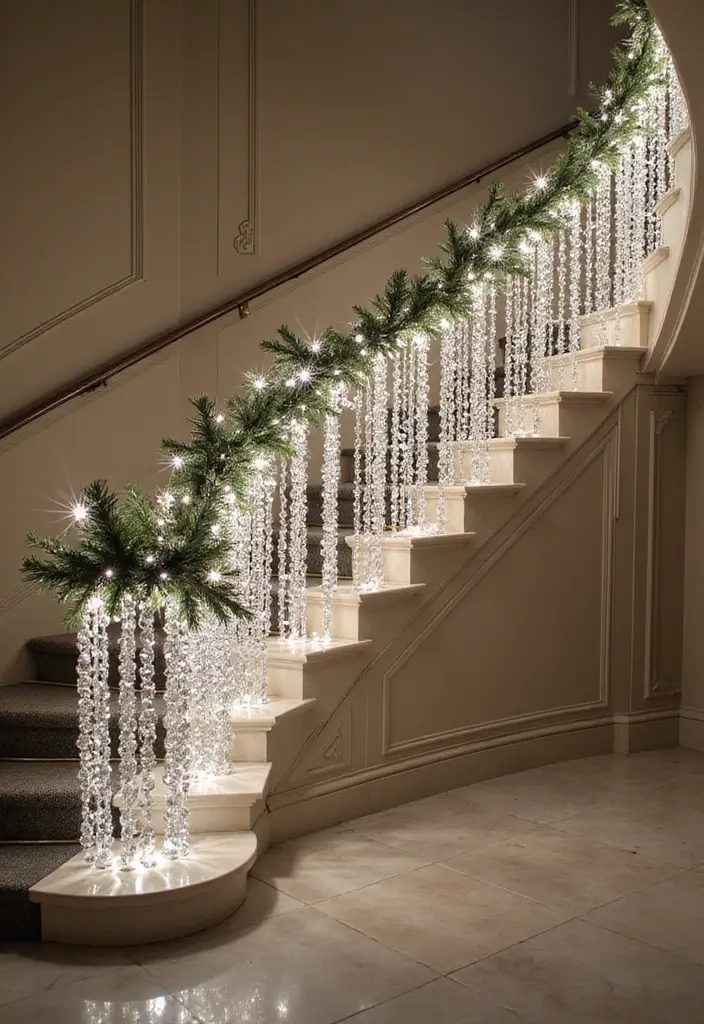 25 Christmas Banister Decoration Ideas That Look Elegant 8 25 Christmas Banister Decoration Ideas That Look Elegant - 8. Elegant Crystal and Glass Accents