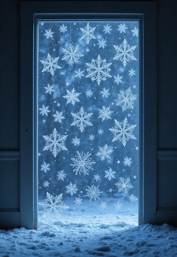 25 Christmas Door Decor Ideas to Wow Your Neighbors 13 25 Christmas Door Decor Ideas to Wow Your Neighbors - 13. Magical Snowflakes