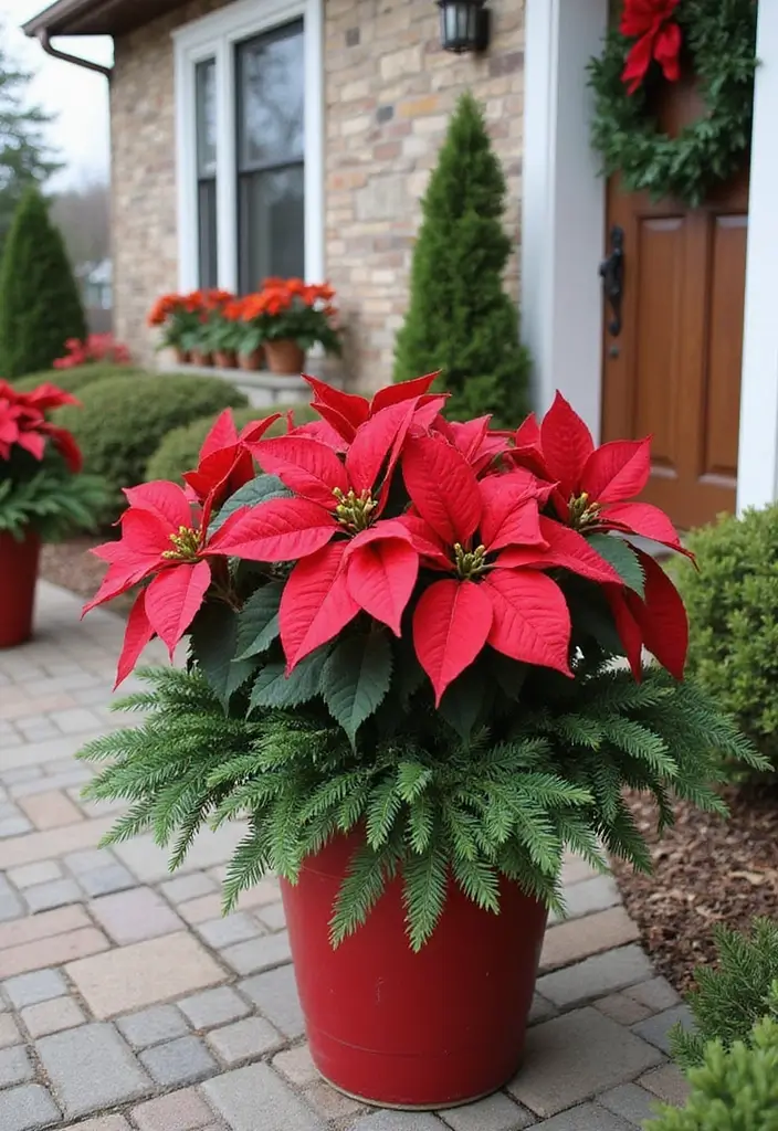 25 Christmas Door Decor Ideas to Wow Your Neighbors 19 25 Christmas Door Decor Ideas to Wow Your Neighbors - 19. Holiday-Themed Planters