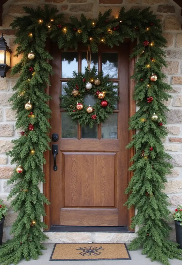 25 Christmas Door Decor Ideas to Wow Your Neighbors 2 25 Christmas Door Decor Ideas to Wow Your Neighbors - 2. Festive Garland Swag