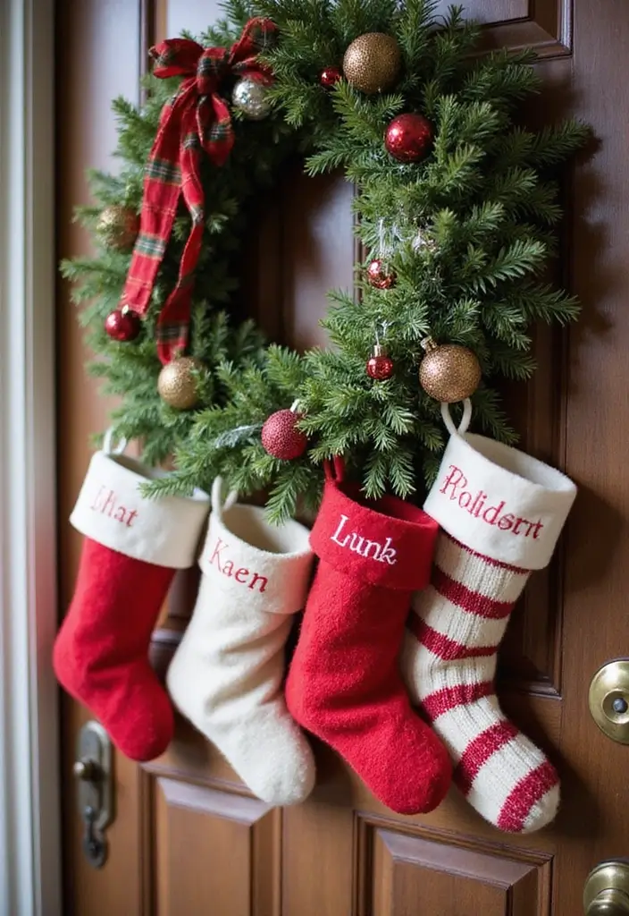 25 Christmas Door Decor Ideas to Wow Your Neighbors 23 25 Christmas Door Decor Ideas to Wow Your Neighbors - 23. Personalized Christmas Stockings