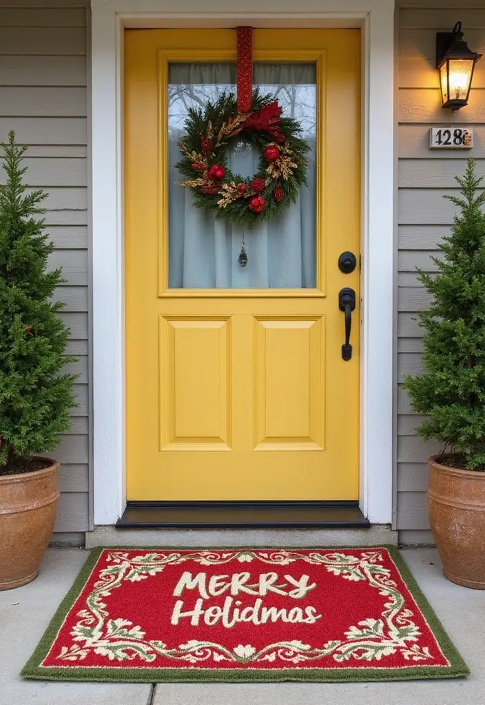 25 Christmas Door Decor Ideas to Wow Your Neighbors 24 25 Christmas Door Decor Ideas to Wow Your Neighbors - 24. Holiday-themed Welcome Mats