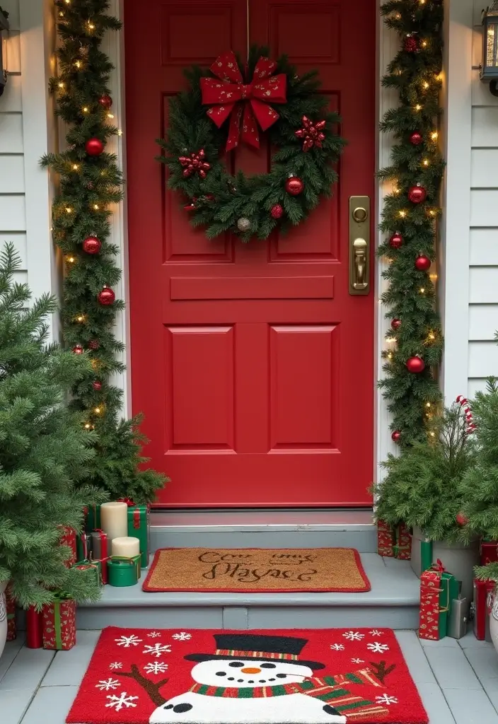 25 Christmas Door Decor Ideas to Wow Your Neighbors 4 25 Christmas Door Decor Ideas to Wow Your Neighbors - 4. Seasonal Door Mats