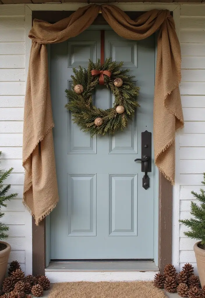 25 Christmas Door Decor Ideas to Wow Your Neighbors 7 25 Christmas Door Decor Ideas to Wow Your Neighbors - 7. Rustic Charm with Burlap