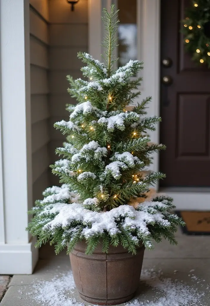 25 Christmas Porch Pot Ideas That Steal the Show 21 25 Christmas Porch Pot Ideas That Steal the Show - 21. Snowy Winter Wonderland