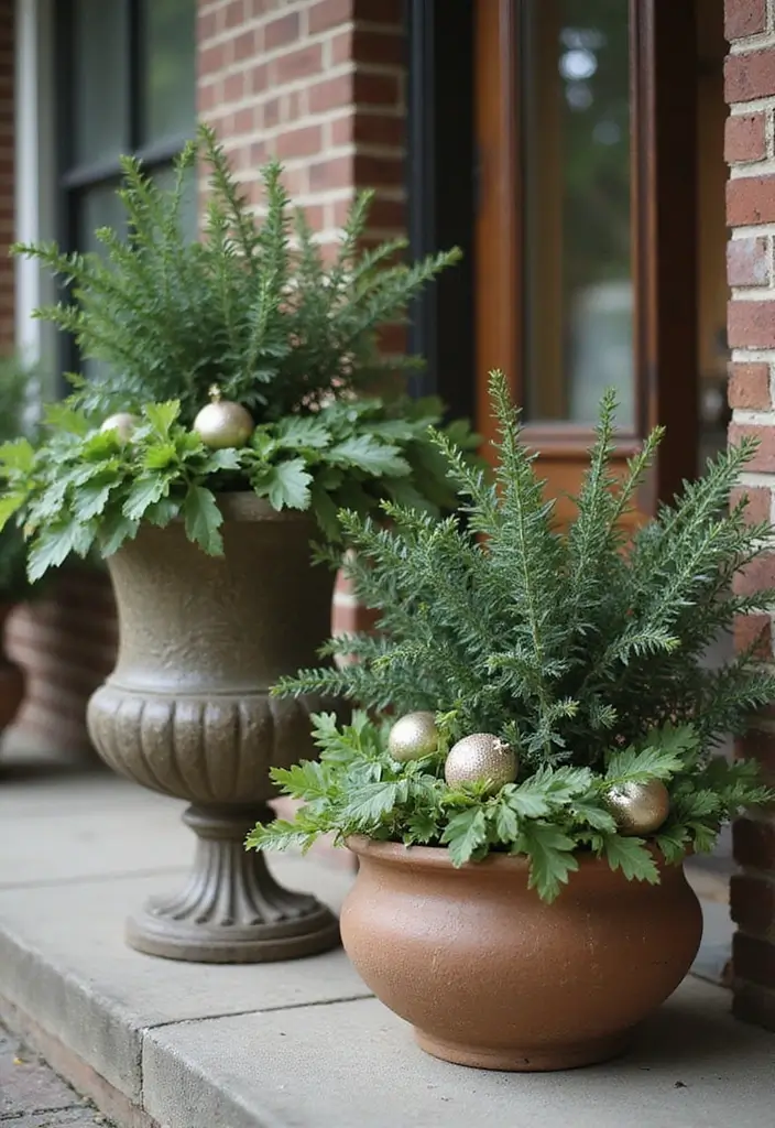 25 Christmas Porch Pot Ideas That Steal the Show 25 25 Christmas Porch Pot Ideas That Steal the Show - 25. Vintage Glamour Style
