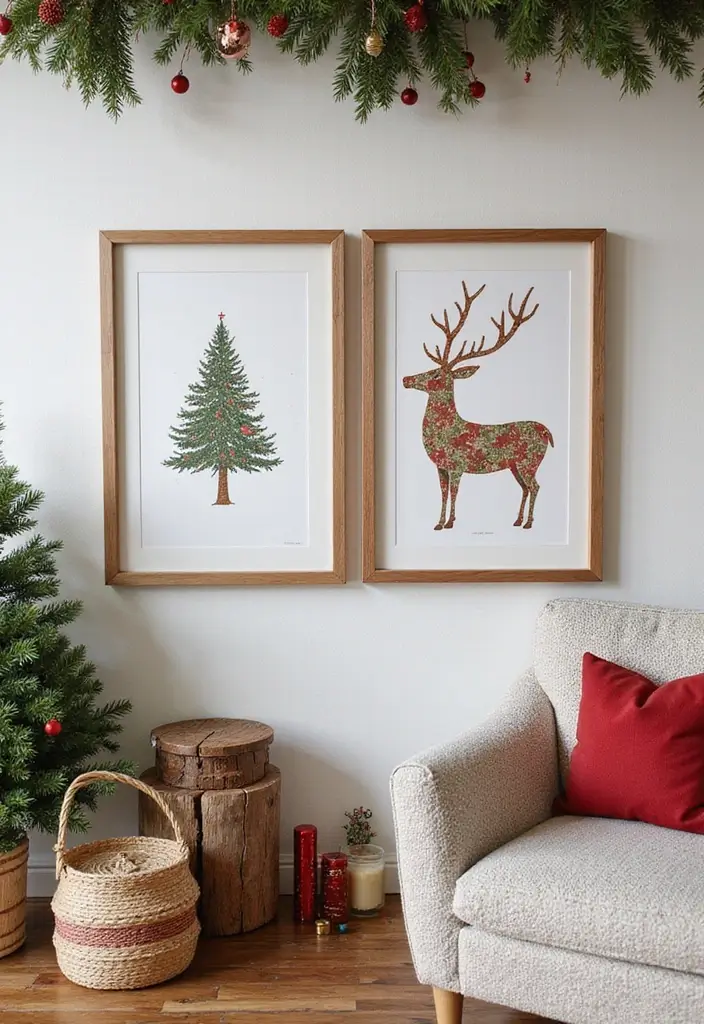 25 Christmas Room Decor Ideas That Feel Enchanting 11 25 Christmas Room Decor Ideas That Feel Enchanting - 11. Holiday-Themed Wall Art