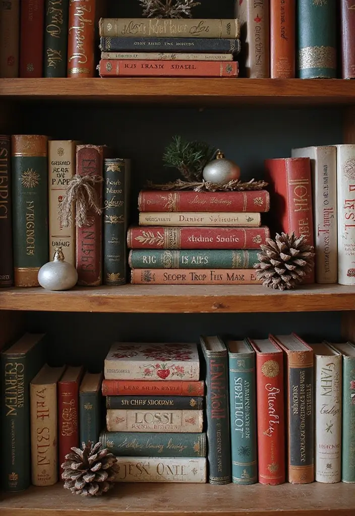 25 Christmas Room Decor Ideas That Feel Enchanting 19 25 Christmas Room Decor Ideas That Feel Enchanting - 19. Christmas-themed Book Display