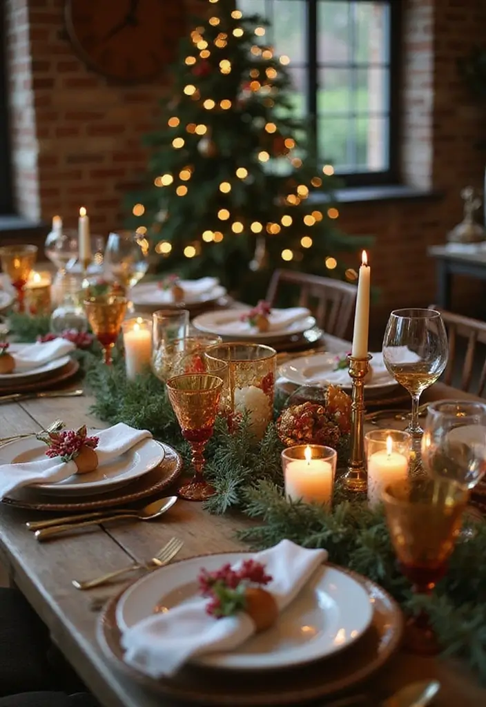 25 Christmas Table Setting Ideas for Stylish Celebrations 10 25 Christmas Table Setting Ideas for Stylish Celebrations - 10. Rustic Glass Accents