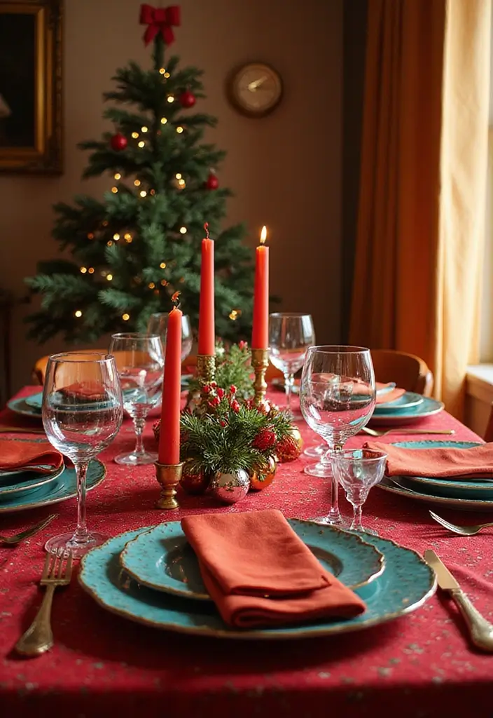 25 Christmas Table Setting Ideas for Stylish Celebrations 12 25 Christmas Table Setting Ideas for Stylish Celebrations - 12. Colorful Table Linens