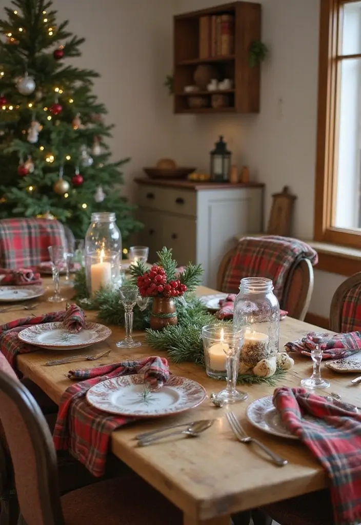 25 Christmas Table Setting Ideas for Stylish Celebrations 23 25 Christmas Table Setting Ideas for Stylish Celebrations - 23. Rustic Farmhouse Charm