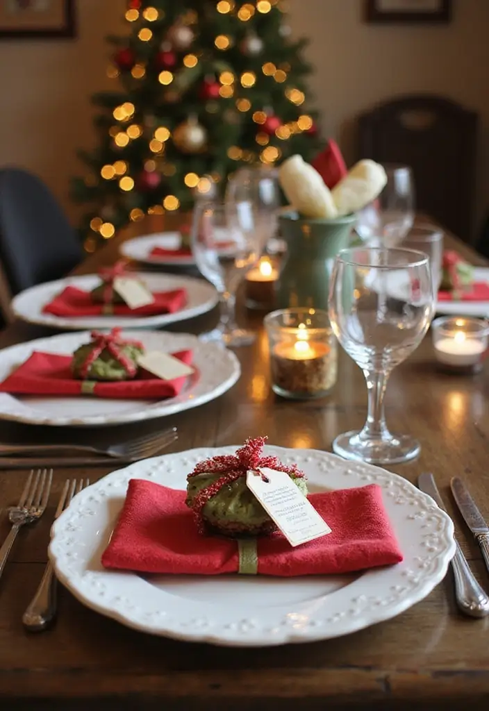 25 Christmas Table Setting Ideas for Stylish Celebrations 25 25 Christmas Table Setting Ideas for Stylish Celebrations - 25. Festive Holiday Favors