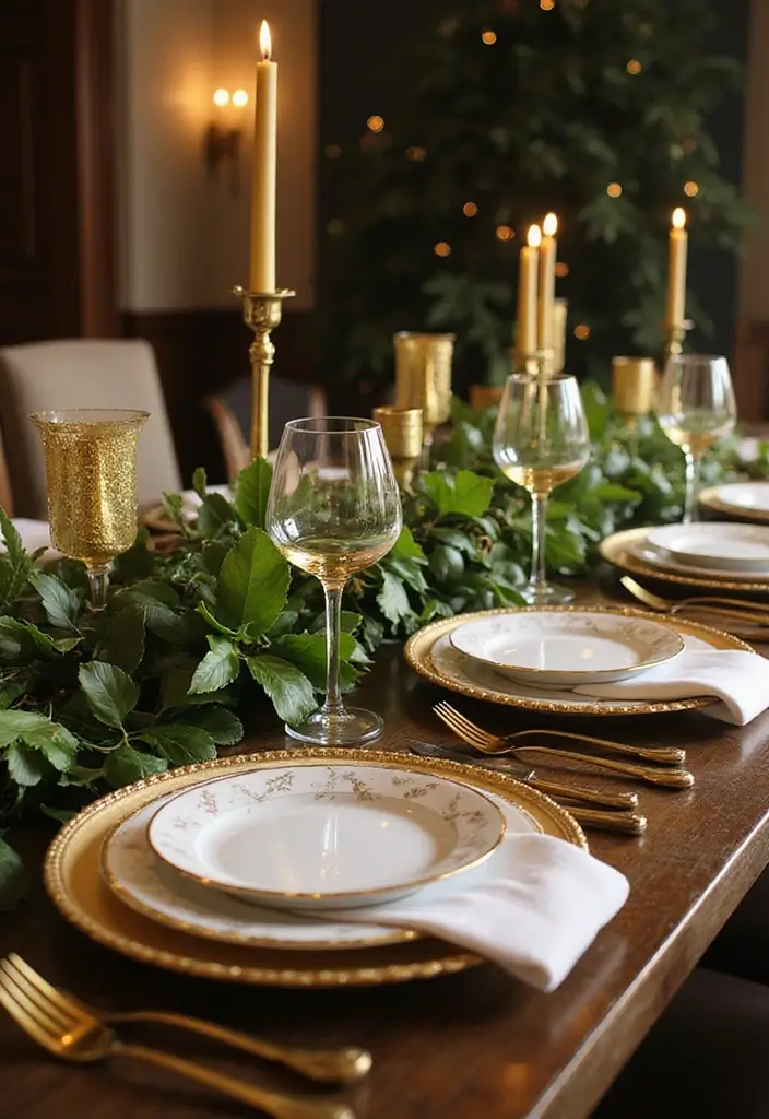 25 Christmas Table Setting Ideas for Stylish Celebrations 3 25 Christmas Table Setting Ideas for Stylish Celebrations - 3. Elegant Gold Accents
