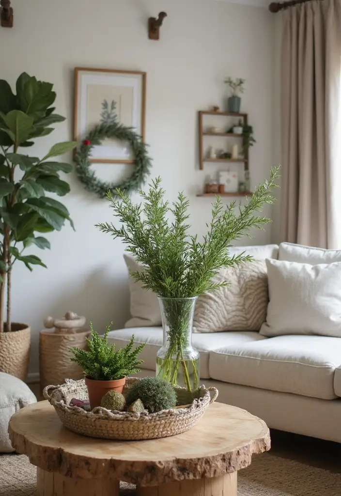 25 Cozy Christmas Room Ideas You’ll Never Forget 13 25 Cozy Christmas Room Ideas You’ll Never Forget - 13. Embrace Nature with Organic Decor
