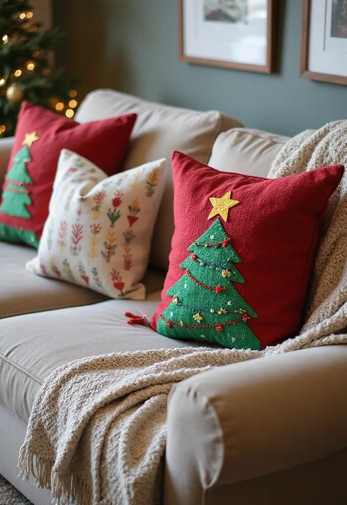 25 Cozy Christmas Room Ideas You’ll Never Forget 3 25 Cozy Christmas Room Ideas You’ll Never Forget - 3. Cozy Throw Pillows and Blankets
