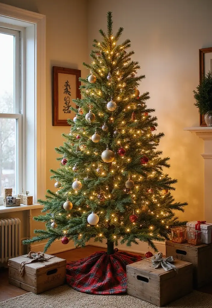 25 Cozy Living Room Christmas Decor Ideas to Try 1 25 Cozy Living Room Christmas Decor Ideas to Try - 1. Farmhouse Christmas Tree