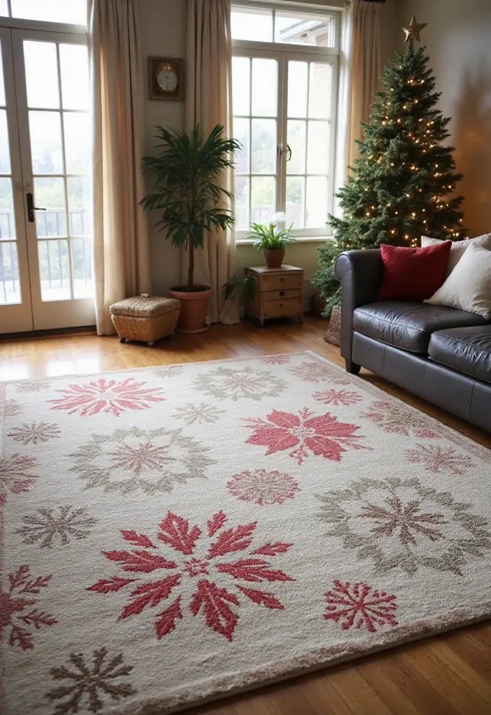 25 Cozy Living Room Christmas Decor Ideas to Try 12 25 Cozy Living Room Christmas Decor Ideas to Try - 12. Festive Area Rugs