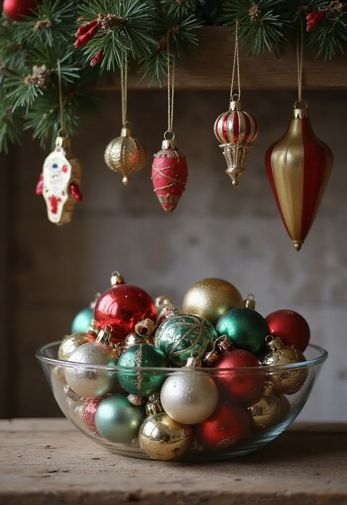 25 Cozy Living Room Christmas Decor Ideas to Try 16 25 Cozy Living Room Christmas Decor Ideas to Try - 16. Vintage Christmas Ornaments