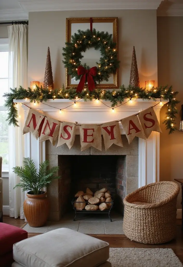 25 Cozy Living Room Christmas Decor Ideas to Try 20 25 Cozy Living Room Christmas Decor Ideas to Try - 20. Holiday-Themed Banners