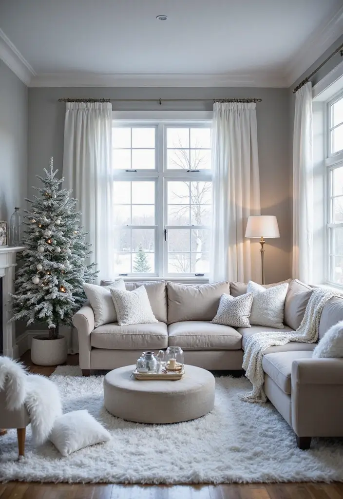 25 Cozy Living Room Christmas Decor Ideas to Try 21 25 Cozy Living Room Christmas Decor Ideas to Try - 21. Winter Wonderland Accents