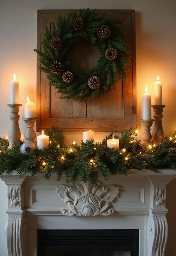 25 Cozy Living Room Christmas Decor Ideas to Try 3 25 Cozy Living Room Christmas Decor Ideas to Try - 3. Rustic Mantel Decor