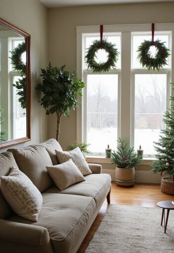 25 Cozy Living Room Christmas Decor Ideas to Try 5 25 Cozy Living Room Christmas Decor Ideas to Try - 5. Charming Christmas Wreaths