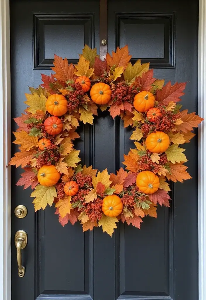 25 Halloween Door Decoration Ideas That Kids Adore 1 25 Halloween Door Decoration Ideas That Kids Adore - 1. Playful Pumpkin Wreaths