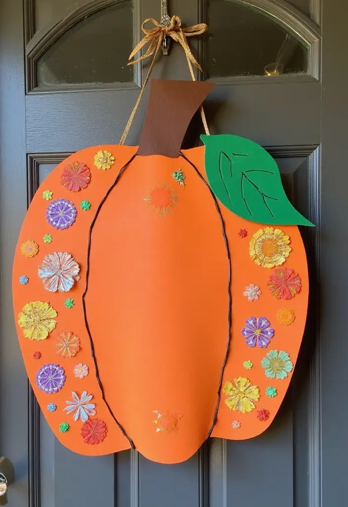 25 Halloween Door Decoration Ideas That Kids Adore 10 25 Halloween Door Decoration Ideas That Kids Adore - 10. Playful Pumpkin Door Hanger