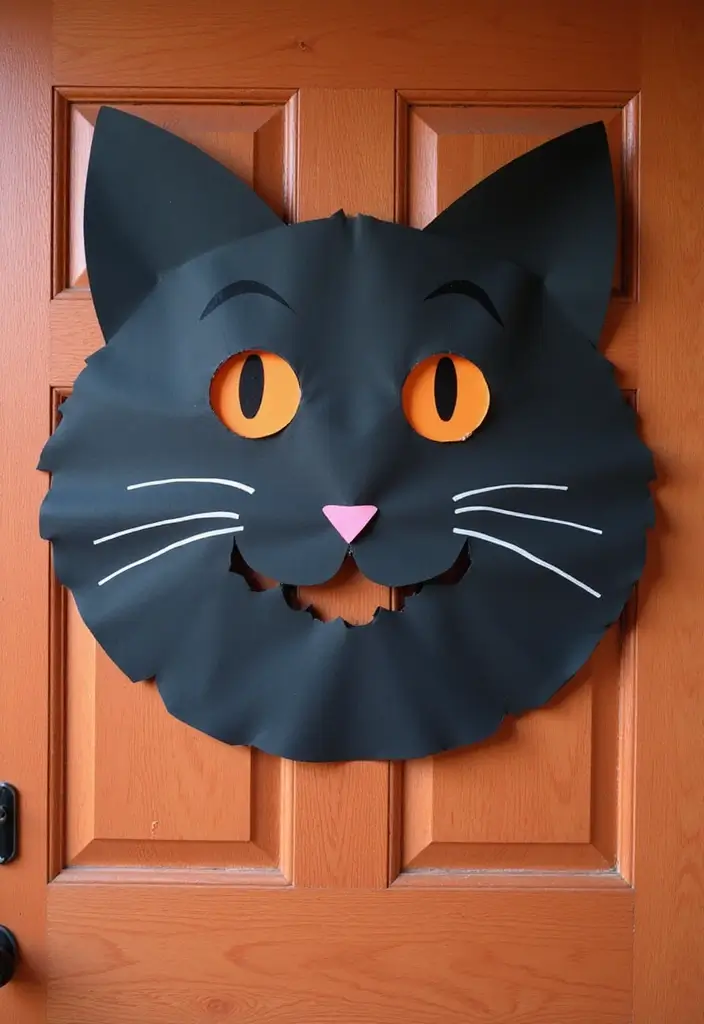 25 Halloween Door Decoration Ideas That Kids Adore 14 25 Halloween Door Decoration Ideas That Kids Adore - 14. Cute Cat Door Decor