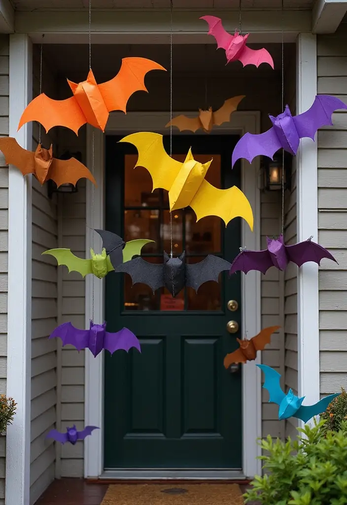 25 Halloween Door Decoration Ideas That Kids Adore 23 25 Halloween Door Decoration Ideas That Kids Adore - 23. A Rainbow of Bats