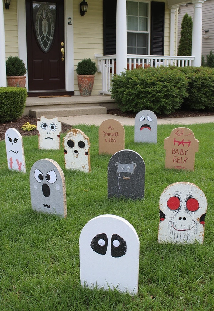 25 Halloween Door Decoration Ideas That Kids Adore 24 25 Halloween Door Decoration Ideas That Kids Adore - 24. DIY Tombstone Yard