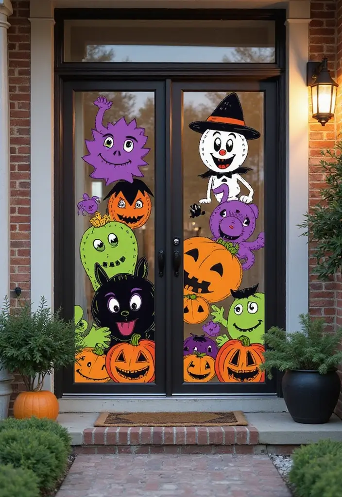 25 Halloween Door Decoration Ideas That Kids Adore 4 25 Halloween Door Decoration Ideas That Kids Adore - 4. Whimsical Window Clings