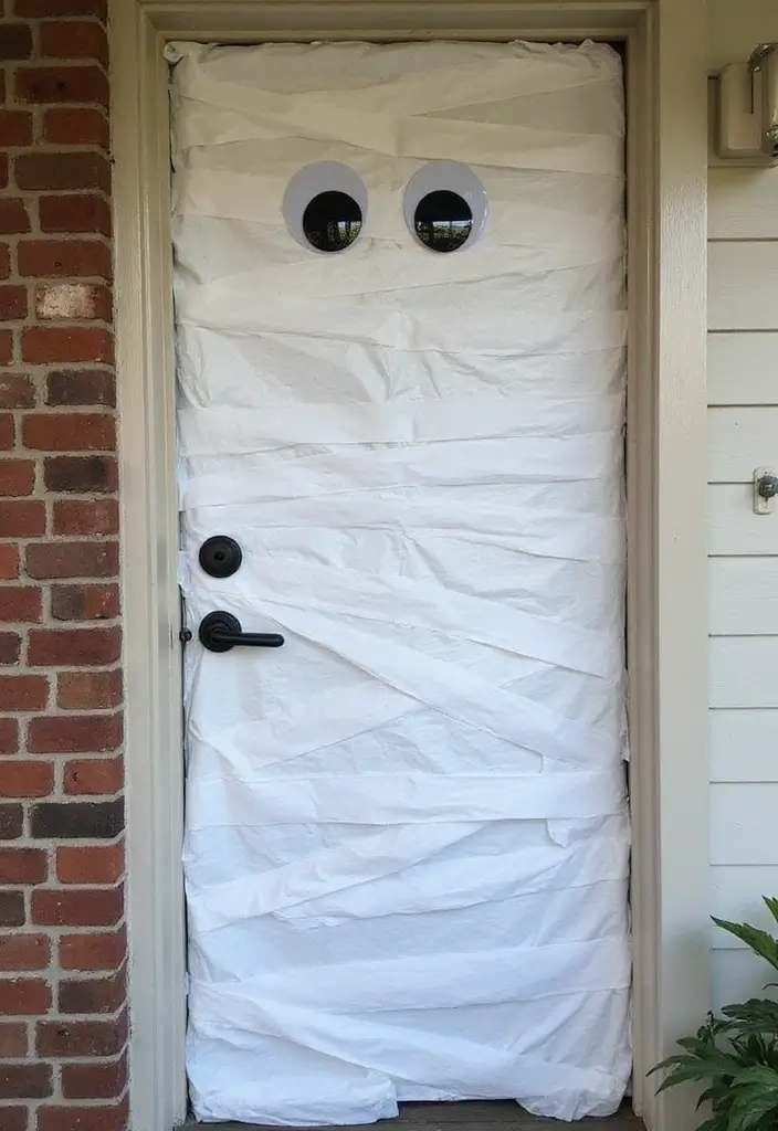 25 Halloween Door Decoration Ideas That Kids Adore 5 25 Halloween Door Decoration Ideas That Kids Adore - 5. Magical Mummy Door
