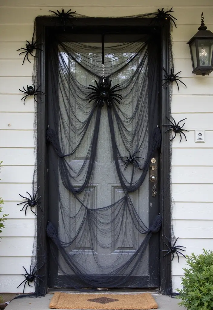 25 Halloween Door Decoration Ideas That Kids Adore 6 25 Halloween Door Decoration Ideas That Kids Adore - 6. Spook-tacular Spider Webs