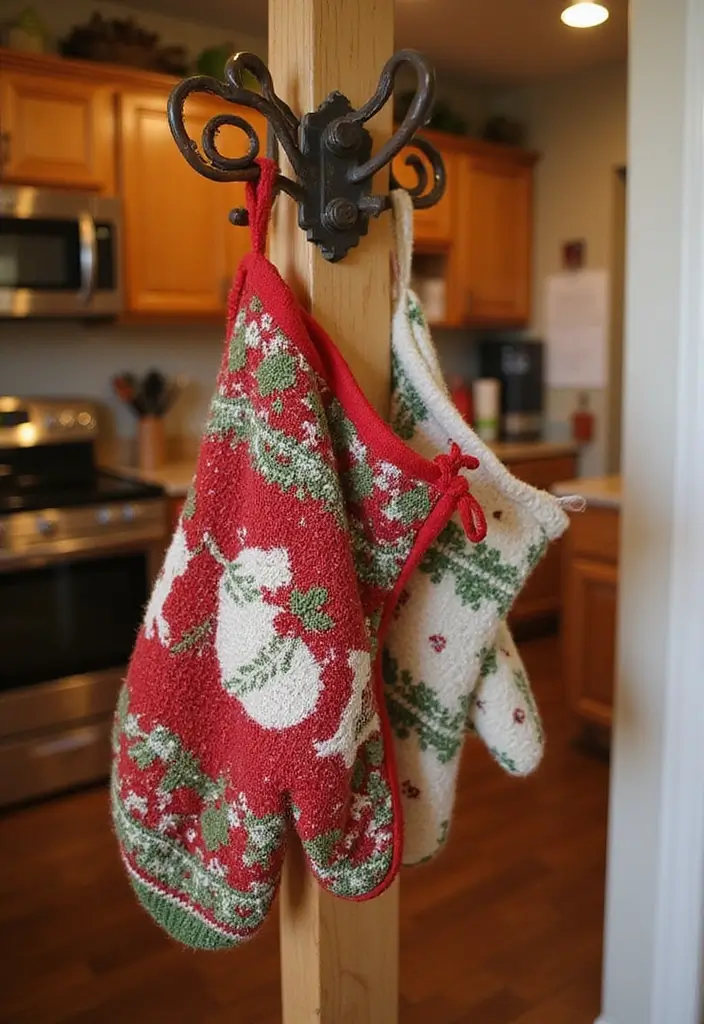 26 Christmas Kitchen Decoration Ideas You’ll Adore 10 26 Christmas Kitchen Decoration Ideas You’ll Adore - 10. Adorned Oven Mitts