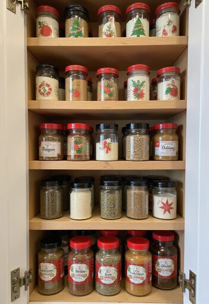 26 Christmas Kitchen Decoration Ideas You’ll Adore 11 26 Christmas Kitchen Decoration Ideas You’ll Adore - 11. Seasonal Spice Rack
