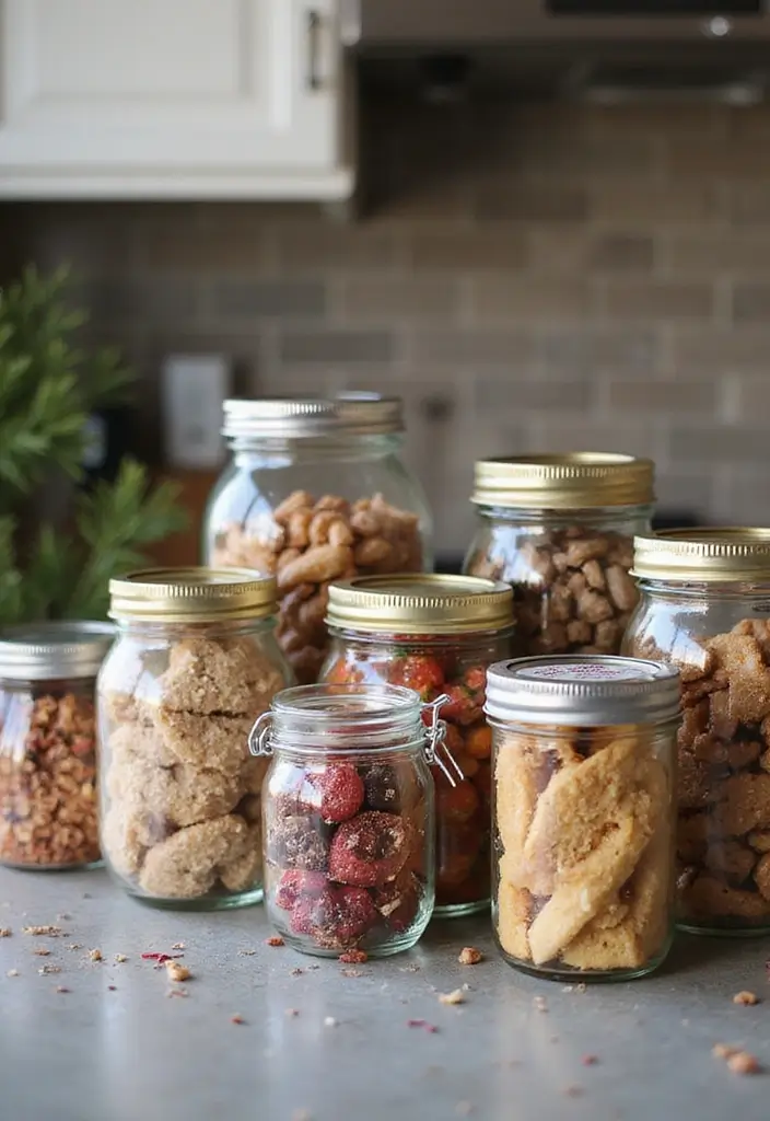 26 Christmas Kitchen Decoration Ideas You’ll Adore 16 26 Christmas Kitchen Decoration Ideas You’ll Adore - 16. Jars of Holiday Treats