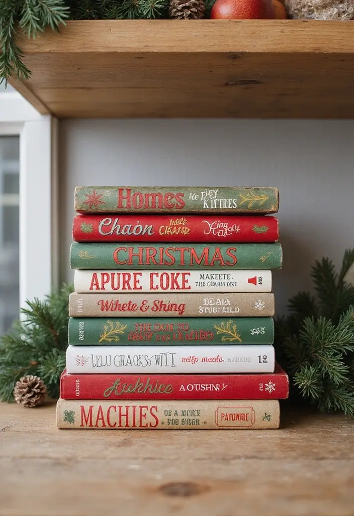 26 Christmas Kitchen Decoration Ideas You’ll Adore 17 26 Christmas Kitchen Decoration Ideas You’ll Adore - 17. Christmas-themed Cookbooks Display