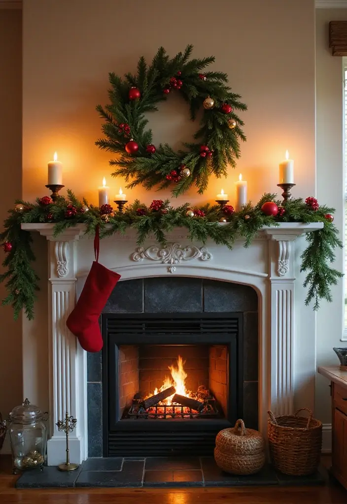 26 Christmas Kitchen Decoration Ideas You’ll Adore 6 26 Christmas Kitchen Decoration Ideas You’ll Adore - 6. Cozy Fireplace Setup