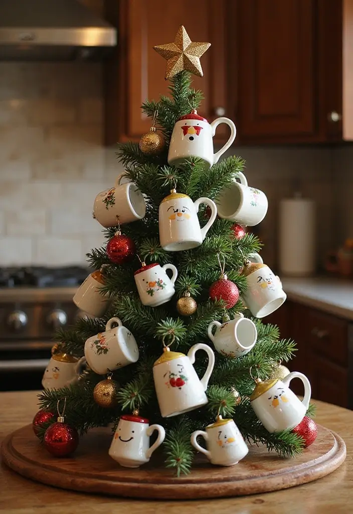 26 Christmas Kitchen Decoration Ideas You’ll Adore 9 26 Christmas Kitchen Decoration Ideas You’ll Adore - 9. Holiday Mug Display