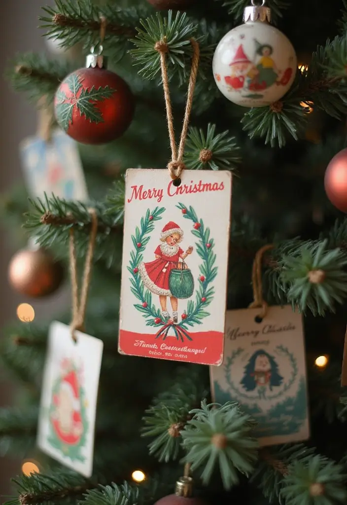 26 Christmas Ornament Ideas That Look Timeless 13 26 Christmas Ornament Ideas That Look Timeless - 13. Vintage Christmas Card Ornaments