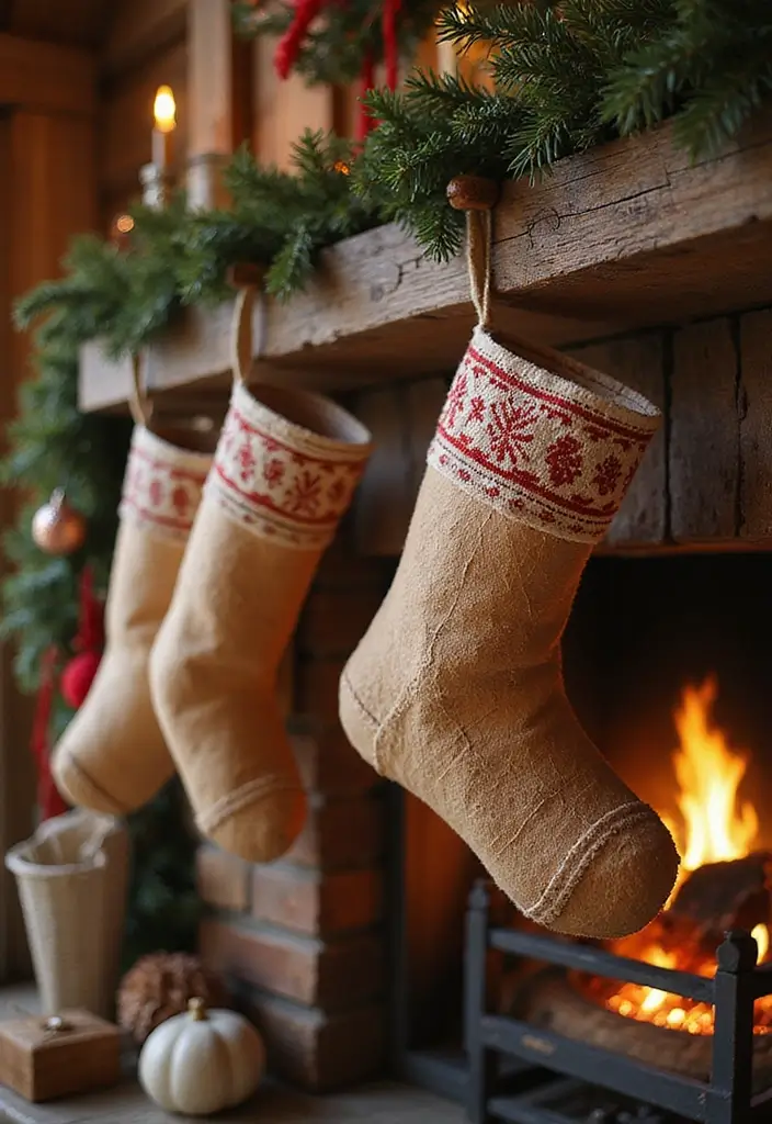 26 Creative Christmas Stocking Ideas for Every Home 16. Rustic Wood Stockings