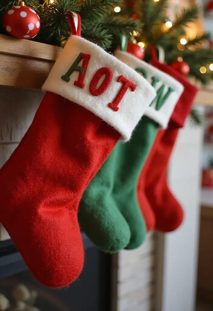 26 Creative Christmas Stocking Ideas for Every Home 20. Felt Letter Stockings