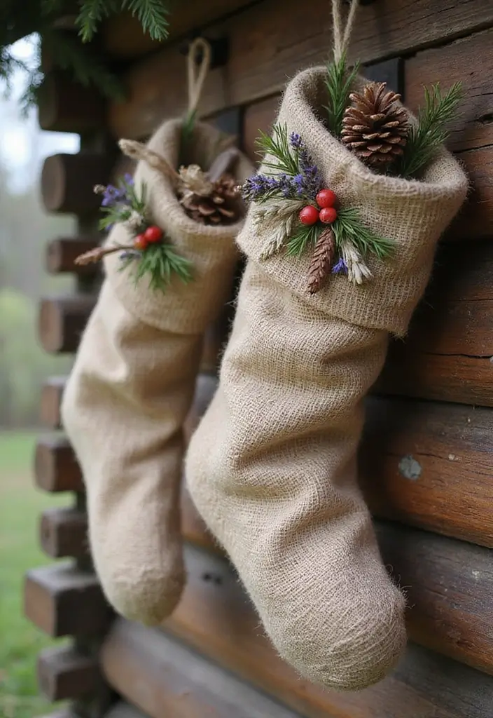 26 Creative Christmas Stocking Ideas for Every Home 4. Nature Inspired Stockings