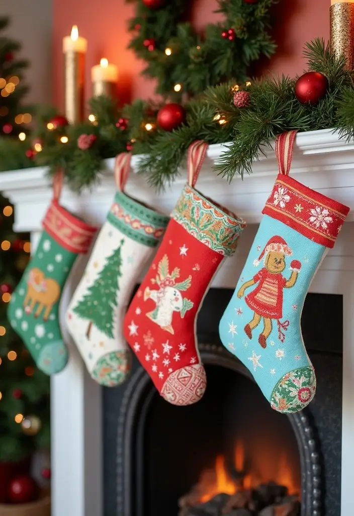 26 Creative Christmas Stocking Ideas for Every Home 5. Hand Painted Canvas Stockings