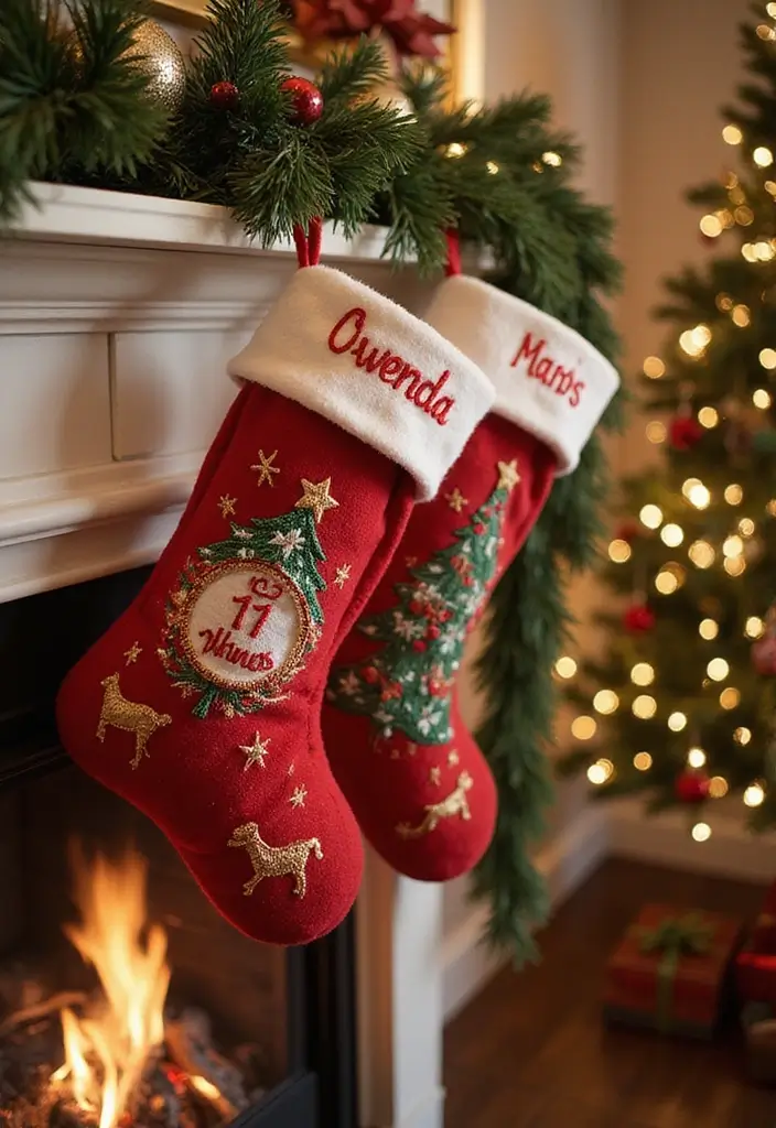 26 Creative Christmas Stocking Ideas for Every Home 7. Personalized Embroidered Stockings