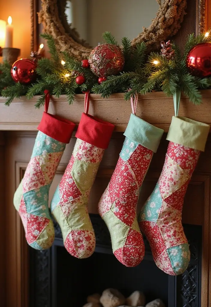 26 Creative Christmas Stocking Ideas for Every Home 8. Fabric Scrap Stockings